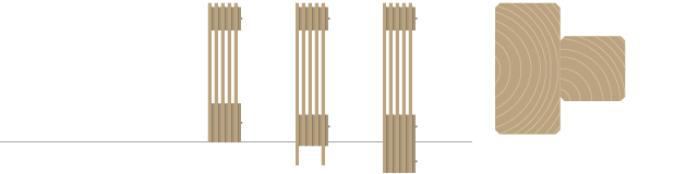 木の塀、縦格子のウッドフェンス、木べえさん 図。42×85角と42角 小間入 格子フェンス シリーズ